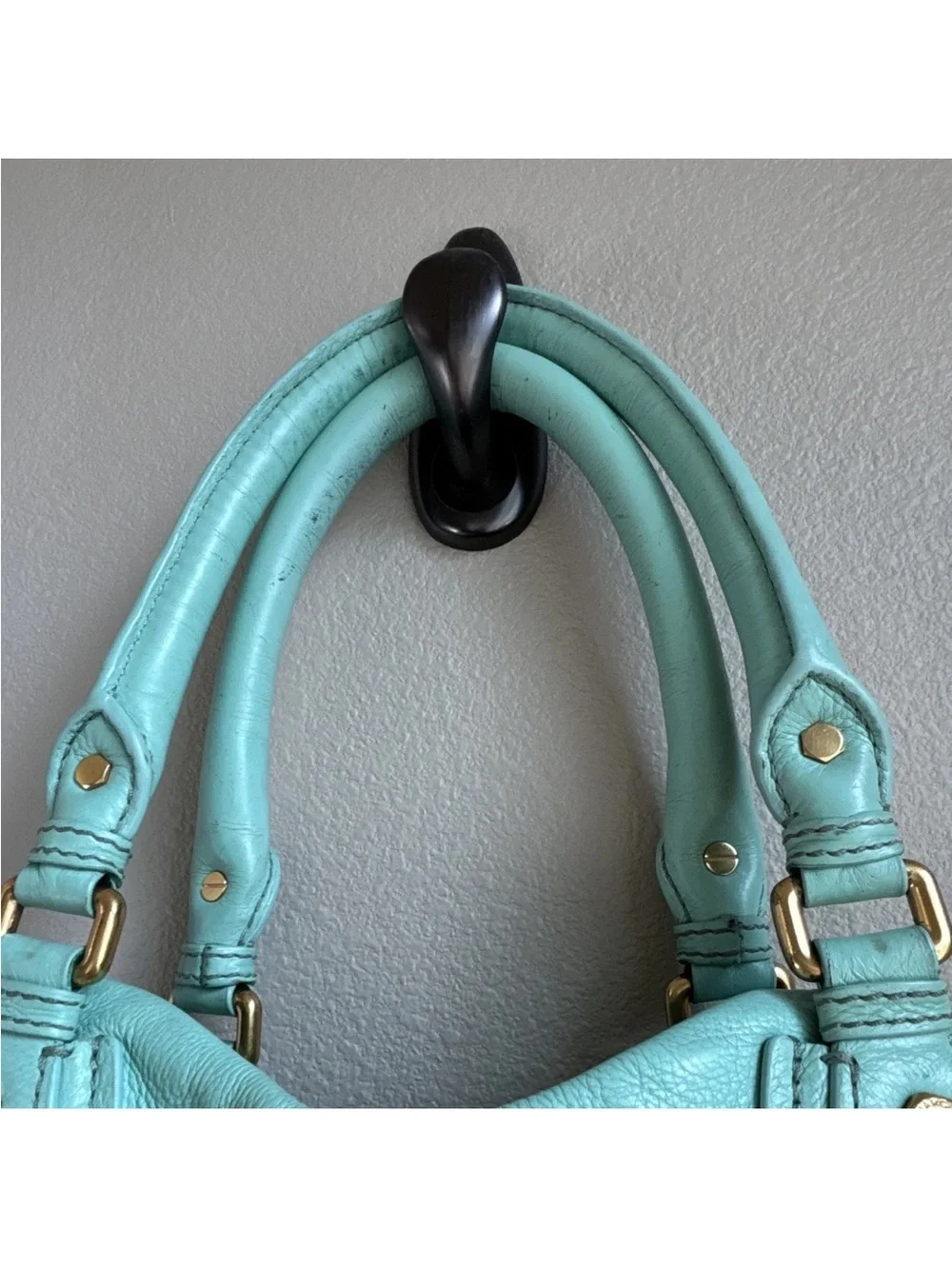 Marc by Marc Jacobs Standard Supply Turquoise Leather Hobo Bag Aqua Gold
